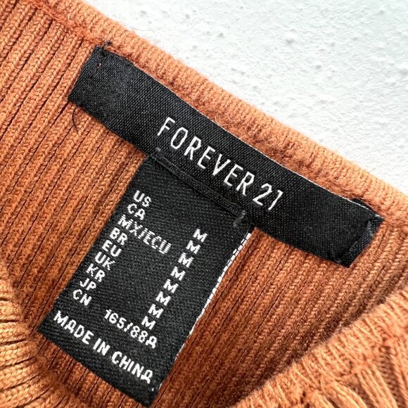 Forever 21 Cropped Tank Ribbed Caramel Brown M Stretchy Layering Ribbed - Picture 4 of 4